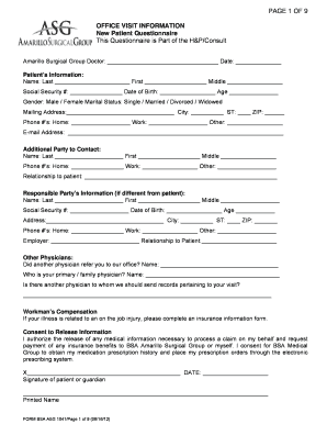 Amarillo Surgical Group Com Patient Questionnaire  Form