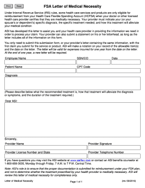 Letter of Medical Necessity Fsa  Form