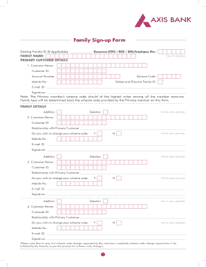 Axis Family Banking Form