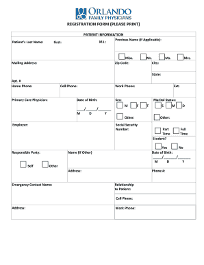 REGISTRATION FORM 4 May 20 Orlando Family Physicians