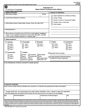  APPLICATION for REPAIR STATION CERTIFICATE ANDOR 2017-2024