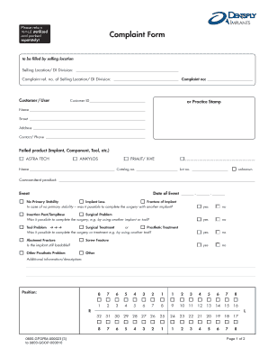 Complaint Form Dentsply