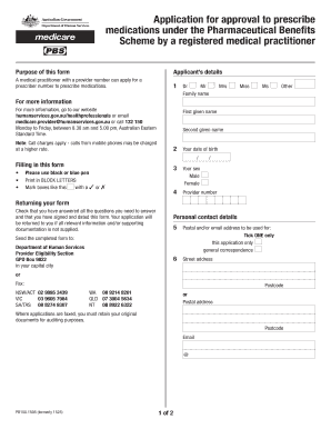 Application for Approval to Prescribe Medications Human Services  Form