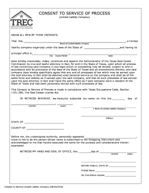 Texas Consent Limited Liability  Form