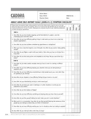 Caddra Adhd Checklist PDF  Form