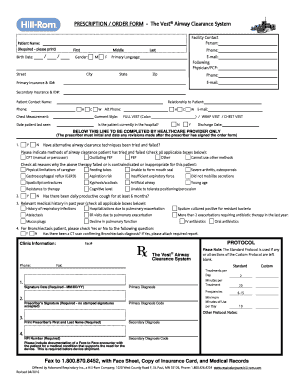 Hill Rom Vest Order Form