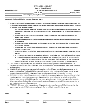 Early Access Agreement  Form