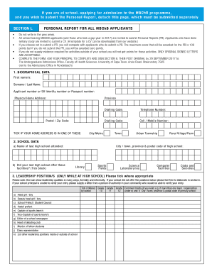 Uct Personal Report  Form
