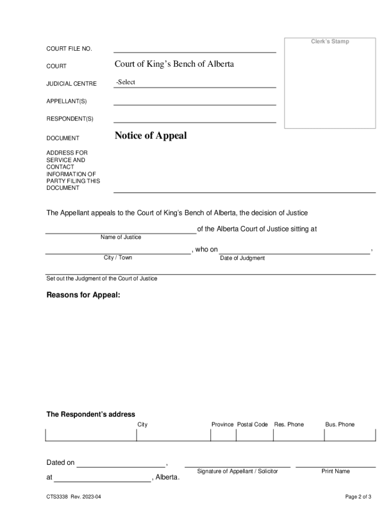 Notice of Appeal Use This Form to Appeal a Small Claims Decision to the Court of Queen&#039;s Bench