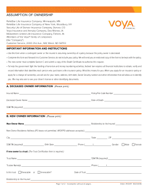  Assumption of Ownership Voya for Professionals 2016