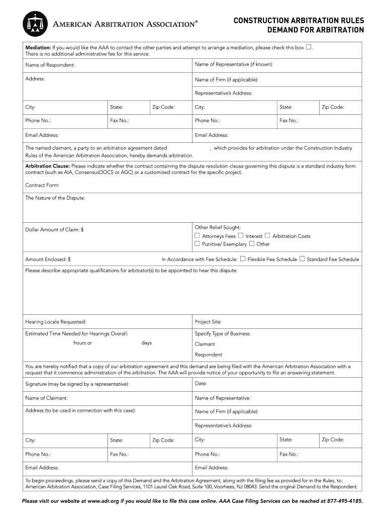 Arbitration Demand  Form