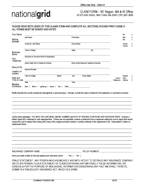 National Grid Claim Form