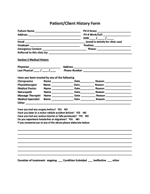 Client History Form Template