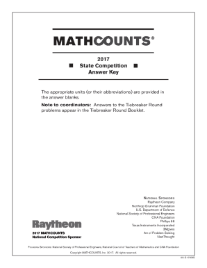 Mathcounts State Sprint Round  Form