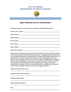 Agent Authority Form for Utility Matters