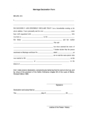 Marriage Declaration Form