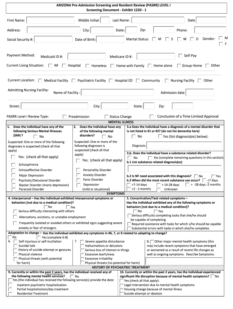 Pasrr Arizona  Form