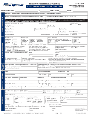 MERCHANT PROCESSING APPLICATION P O Box 3429  Form