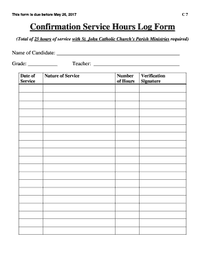 C 7 Service Hours Log Form St John the Evangelist