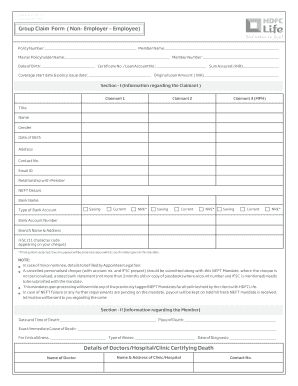 Group Claim Form Hdfc Life Insurance