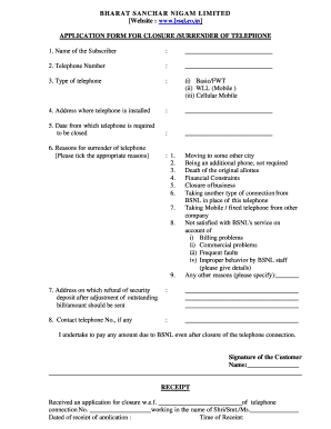 Bsnl Landline Surrender Form