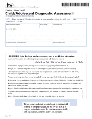 Child Adolescent Diagnostic Assessment Form