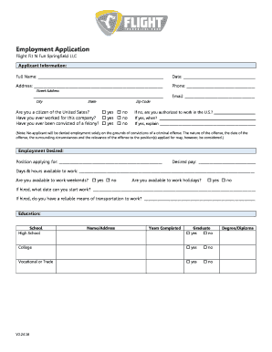 Trampoline Park Application  Form