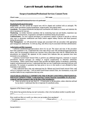 Anesthesia Consent Form