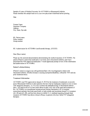 Sample Letter of Medical Necessity Rheumatoid Arthritis a Letter of Medical Necessity Might Be Required by Your Patient&#039;s H  Form