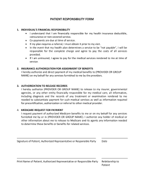 Patient Responsibility Insurance  Form