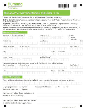  Humana Pharmacy Registra on and Order Form Rogers Benefit 2014-2024