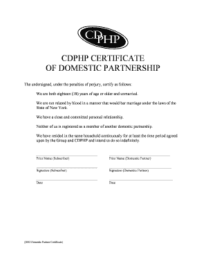 Domestic Partnership Certificate  Form