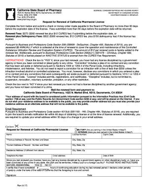 Pharmacist License Renewal California  Form