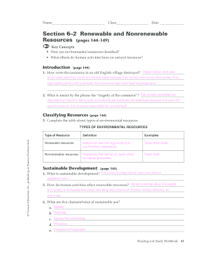 6 2 Renewable and Nonrenewable Resources  Form