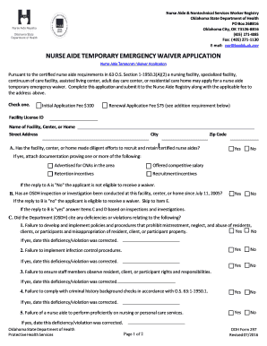  NURSE AIDE TEMPORARY EMERGENCY WAIVER OK Gov 2016