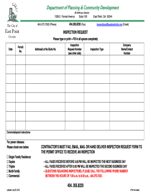 City of East Point Inspections  Form