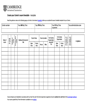 Invigilation Timetable Template  Form