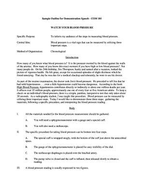 Sample Outline for Demonstration Speech COM 181  Form