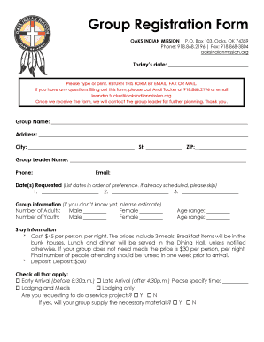 Group Registration  Form