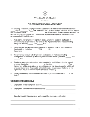 Agreement Telecommuting  Form