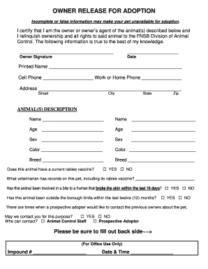 Release of Ownership Form