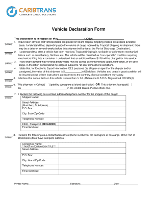  Car Declaration Form 2017