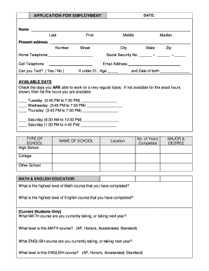 Sample Employment Application Form Kumon