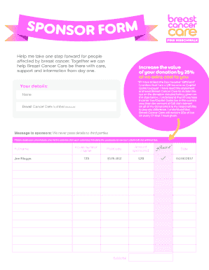 Sponsor Form Breast Cancer Care