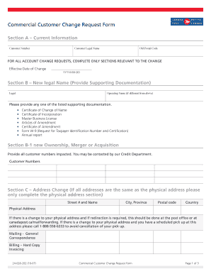 Commercial Customer Change Request Form