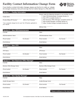 Facility Contact Information Change Form