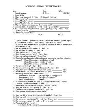 Auto Accident Questionnaire Dr Brian Gotro  Form