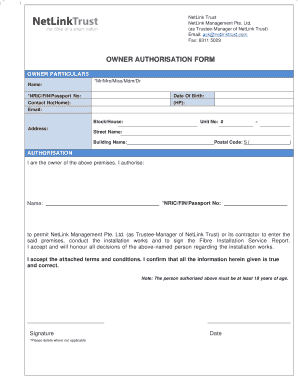 Netlink Trust Authorisation Form