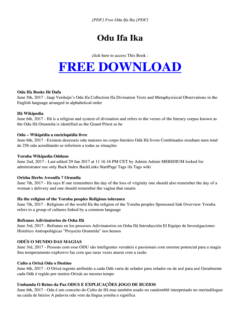 256 Odu Ifa PDF Download  Form