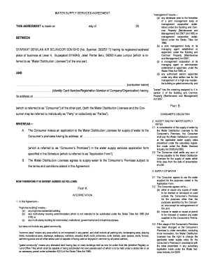Water Supply Service Agreement  Form